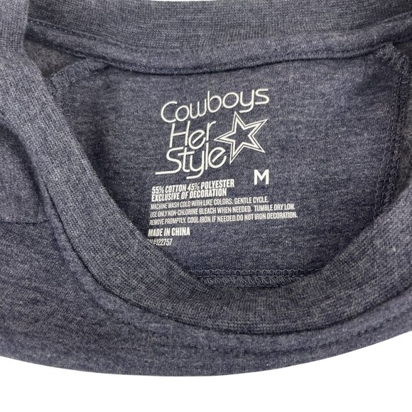Cowboys Her Style NWT Women's Crewneck Sweatshirt M  Cotton Blend Blue Relaxed F - Picture 2 of 5